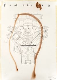 TOMAK, Pinocchio , 70x50cm, Bleistift, Lack auf Papier, 2021, Foto_TOMAK